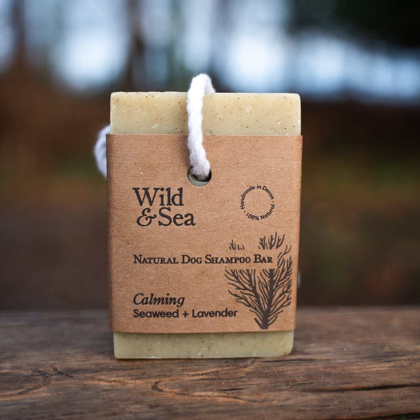 Wild & Sea seaweed and lavender shampoo bar for dogs.