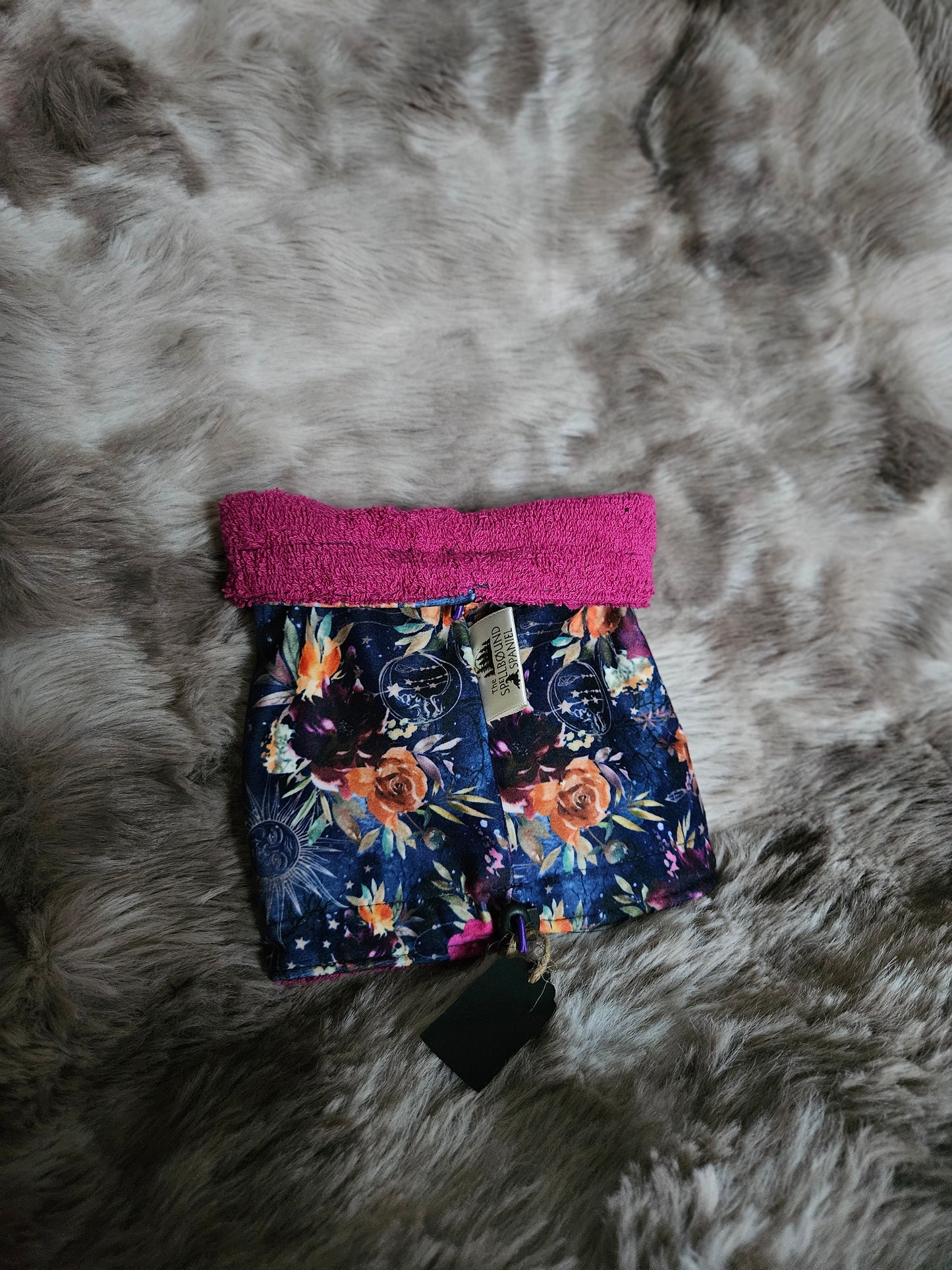 XS Luxury Dog Drying Snood - Midnight Bloom