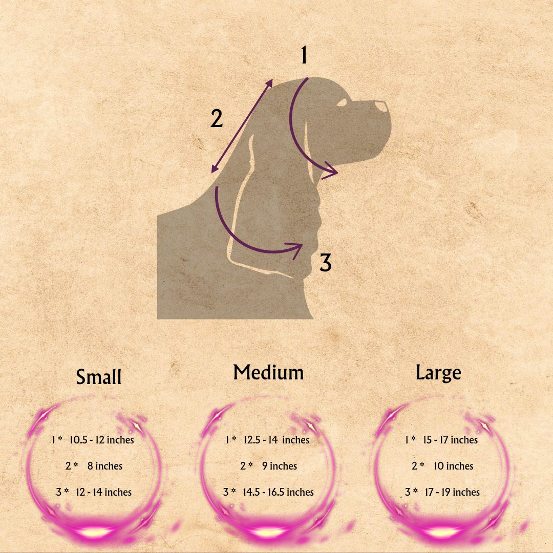 Super Stretch Dog Food Snood size guide.